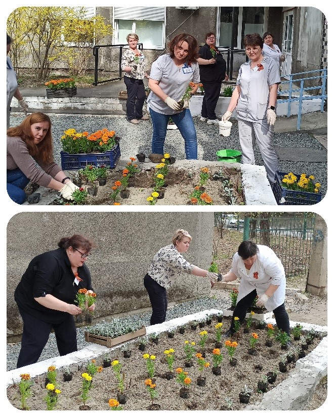 В преддверии празднования Дня Победы, сотрудники Партизанской горбольницы организовали "Клумбы Памяти" на территории медицинской организации